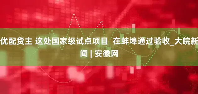 优配货主 这处国家级试点项目  在蚌埠通过验收_大皖新闻 | 安徽网
